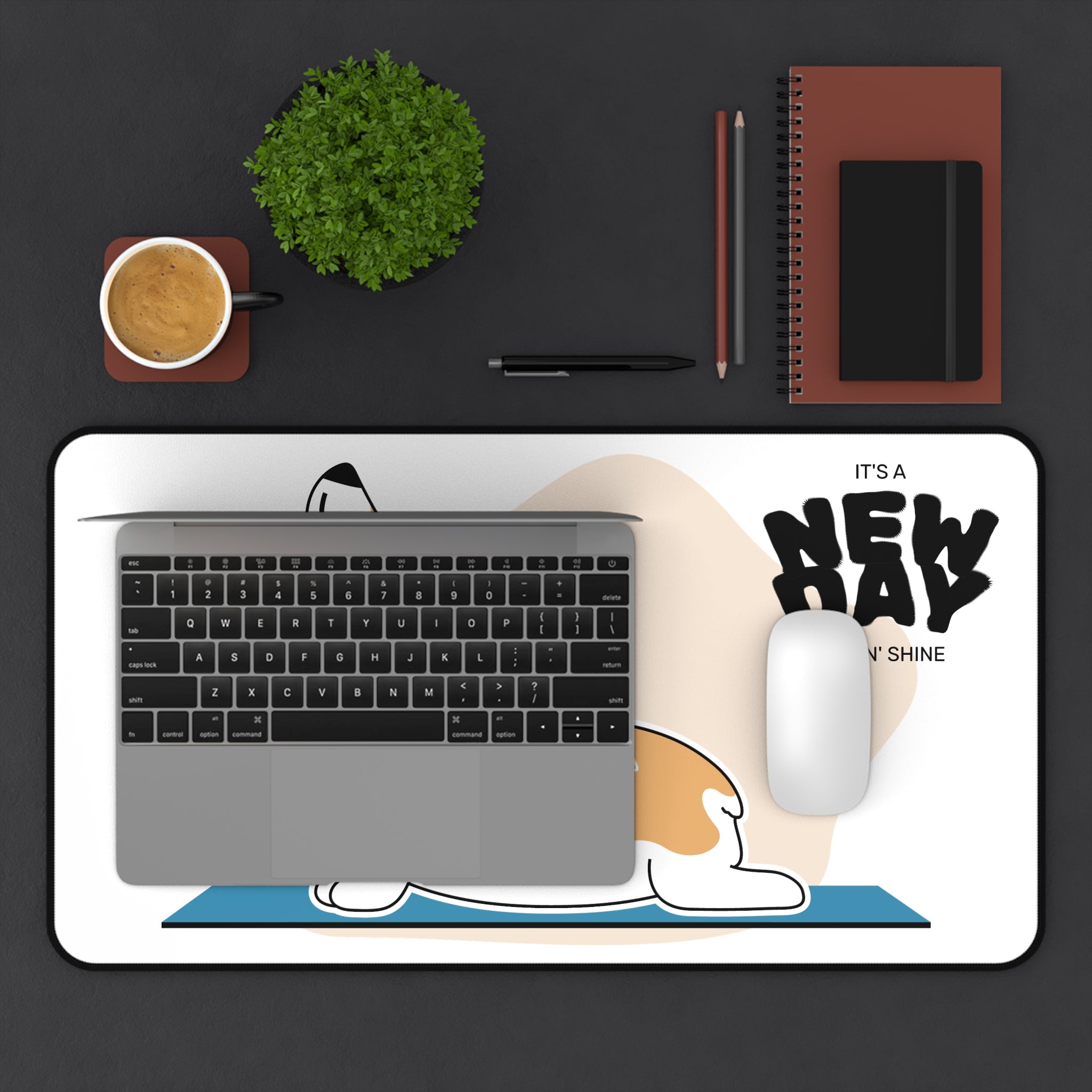 Corgi Desk Mat – 'It's a New Day' Inspirational Office Mat