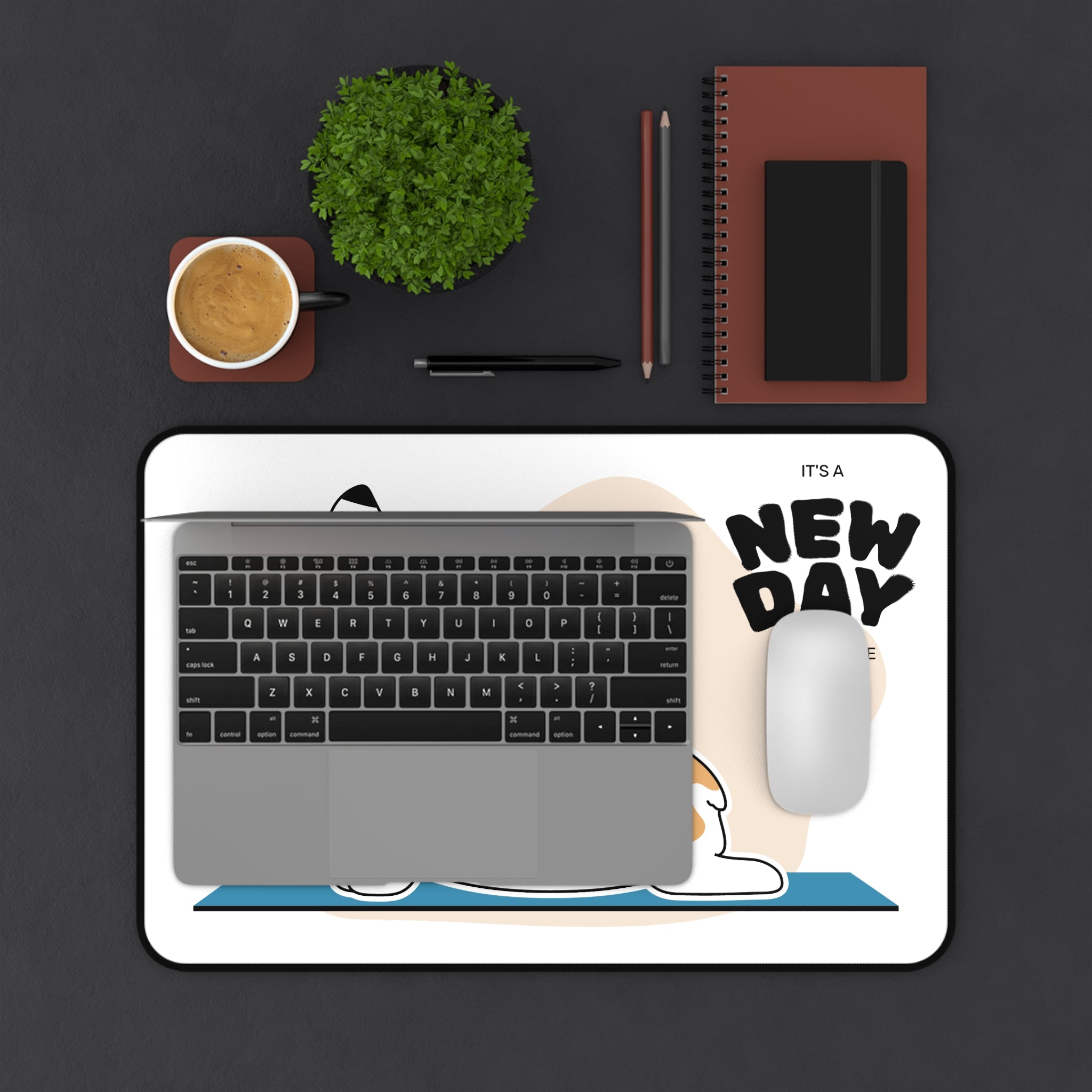 Corgi Desk Mat – 'It's a New Day' Inspirational Office Mat